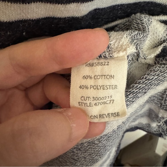 Max Studio Navy and White Striped Top Size S - Picture 6 of 7